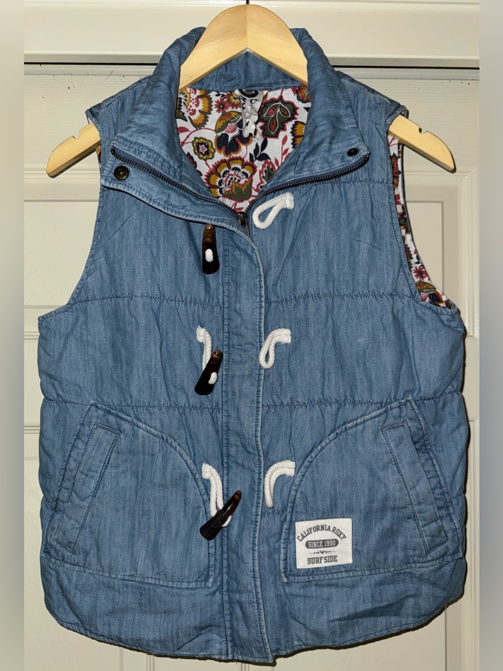 Roxy light blue denim vest, sz L